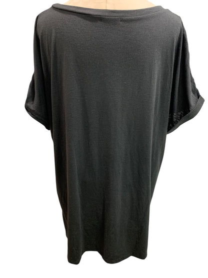 XXL Aimage Womens Black Tunic Tshirt Pockets Cuffed Sleeve
