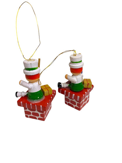 Vintage Wooden Christmas Holiday Ornaments Chimney Sweep 2.5"