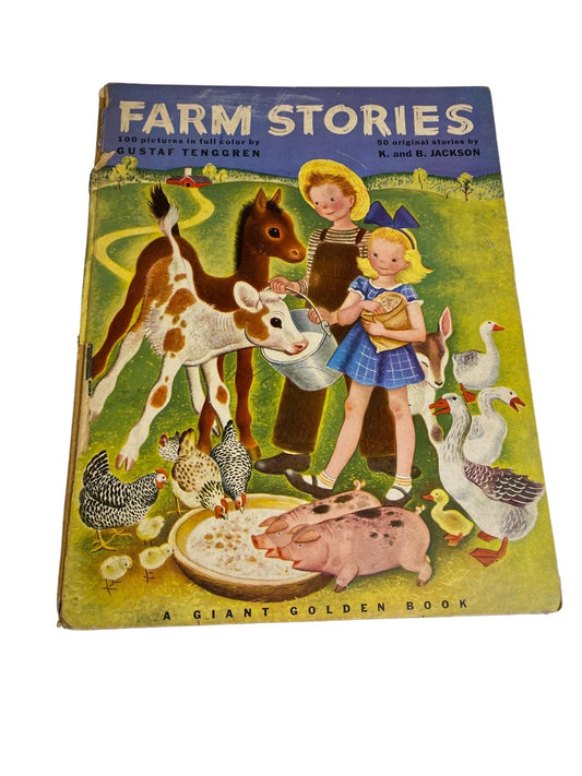 Vintage Scrap Junk Journal Ephemera Book Farm Stories Giant Golden Book