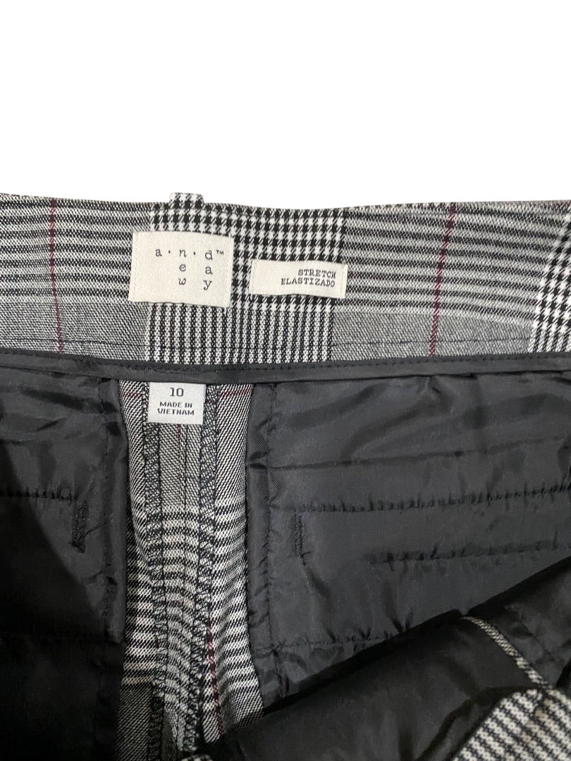 Size 10 a new day Womens Check Plaid Dress Pants 28" Inseam