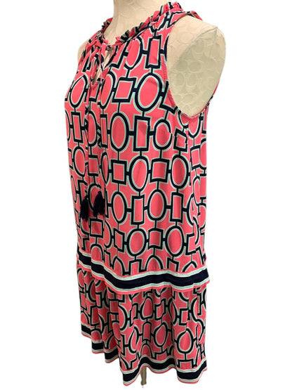 Medium Crown & Ivy Sheath Dress Sleeveless Pink Navy Blue Tassel