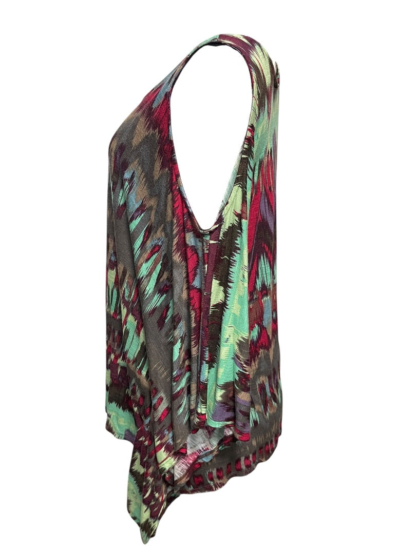 Small Ella Moss Cold Shoulder Flutter Sleeve Patterened Womens Top