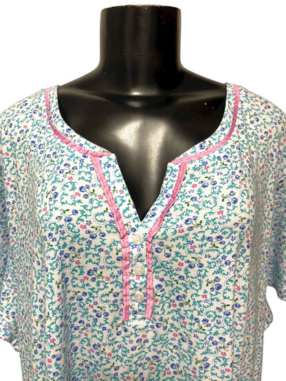 3X Karen Neuburger Floral Short Sleeve Nightgown