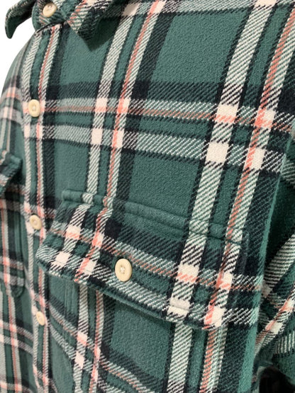 XL American Eagle Mens Button Up Heavy Weight Flannel Green Plaid