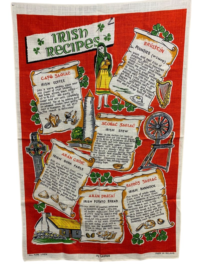 by Ulster Linen Tea Towel Vintage Irish Recipes 20" x 30" Coffee Stew Poundies