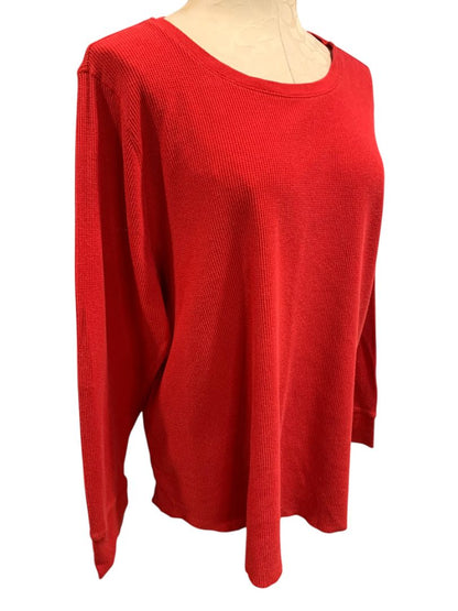 Size 2X Old Navy Plus Womens Red Thermal Shirt Pullover Crewneck