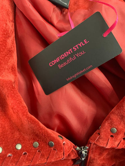 Size 3X Midnight Velvet Womens Red Suede Western Jacket Fringe New