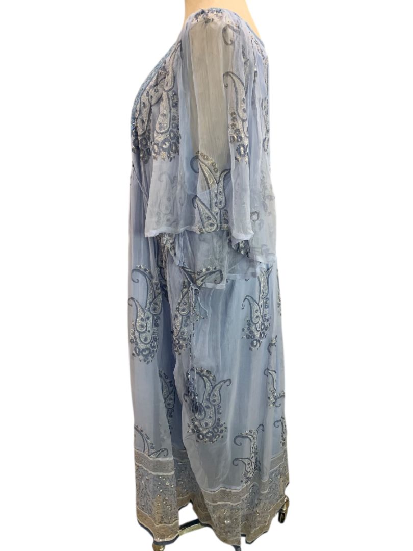 Size XXL Novica Blue Printed Elegant Entrance New Embellished Sequin