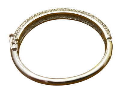Christian Dior Silvertone Hinged Bangle Bracelet Crystal Pave Hallmarked