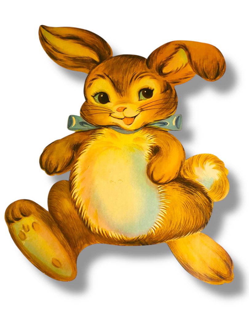 Vintage Bunny Rabbit Diecut 16" Blue Tie Cute Retro Easter