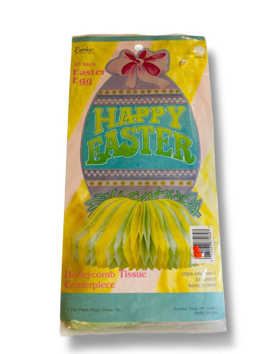 Vintage Eureka 10" Honeycomb Easter Decor Egg Retro