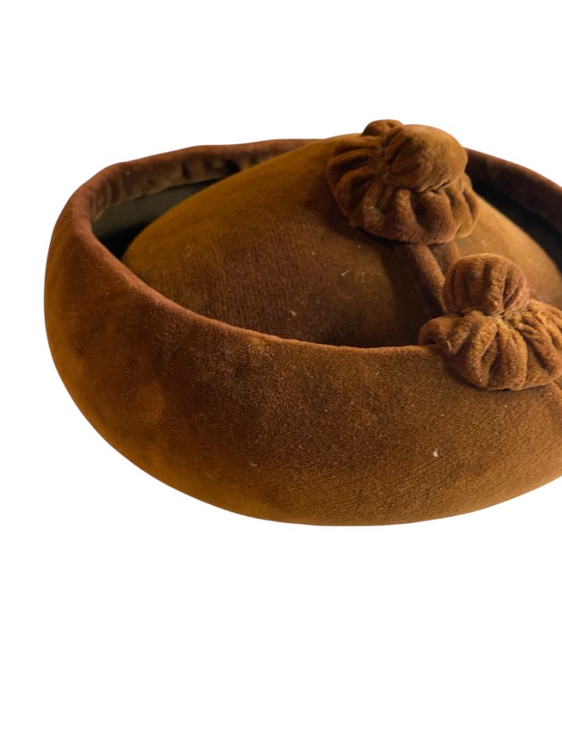 Size 6 1/4 Vintage Brown Velvet Womens Hat Padilla Sevilla 19.5"