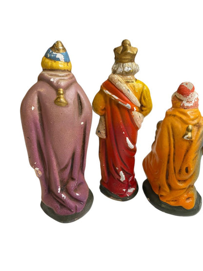 Vintage Three Wisemen Hollow Plaster Nativity Figurine Western Germany 5"