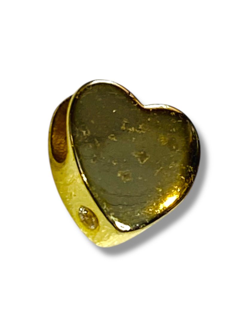 Small Goldtone 8mm Heart Slide Pendant Rhinestone