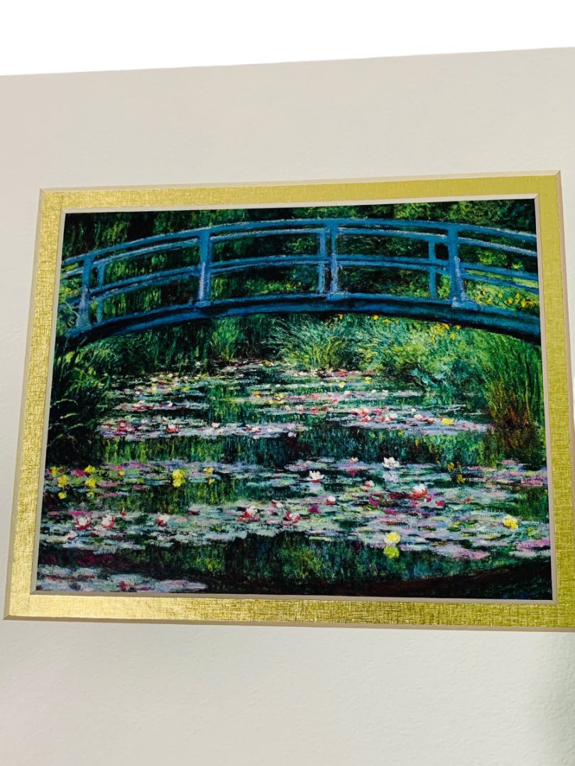 1999 Claude Monet Print Matted in Greeting Card The Japanese Footbridge