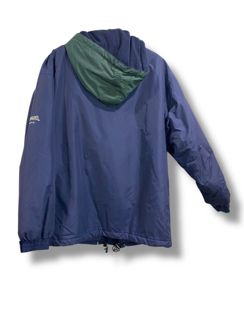 Size Large Spalding Athletic Mens Navy Blue Green Hooded Coat Full Zip