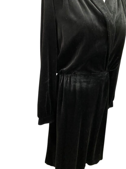 Size 12 Butte Vintage Black Velour Dress Wrap Style Bodice