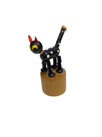Vintage Siltoys 3" Collapsible Thumb Push Toy Black Cat Italy