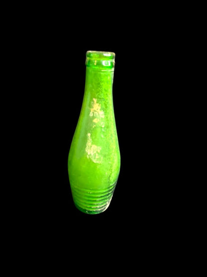 Vintage Green Glass Soda Bottle Textured Ring Design 7"h