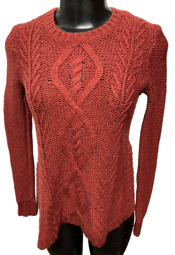 XS Madewell Firelight Cable Knit Pull Over Sweater Alpaca Wool Blend