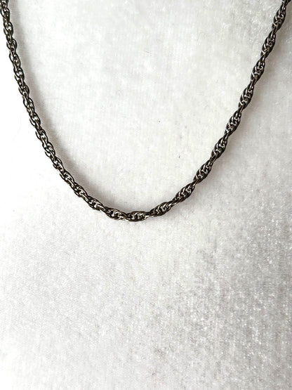 Vintage Silvertone Satin Finish Twist Chain 19" Lobster Clasp