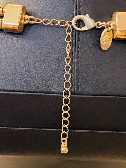 Charming Charlie Goldtone Statement Necklace 17-21" Dual Snake Chain