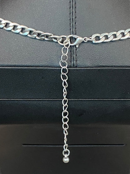 Silvertone Necklace 18"-21"Demilune Attached Pendant Lobster Clasp