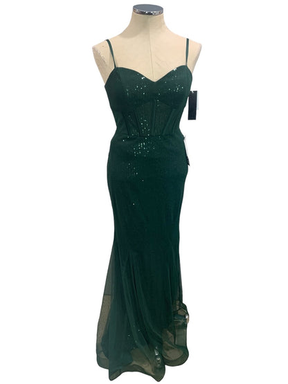 Size 6 Xscape  Hunter Green Sequin Sweetheart Neck Mermaid Gown Dress New