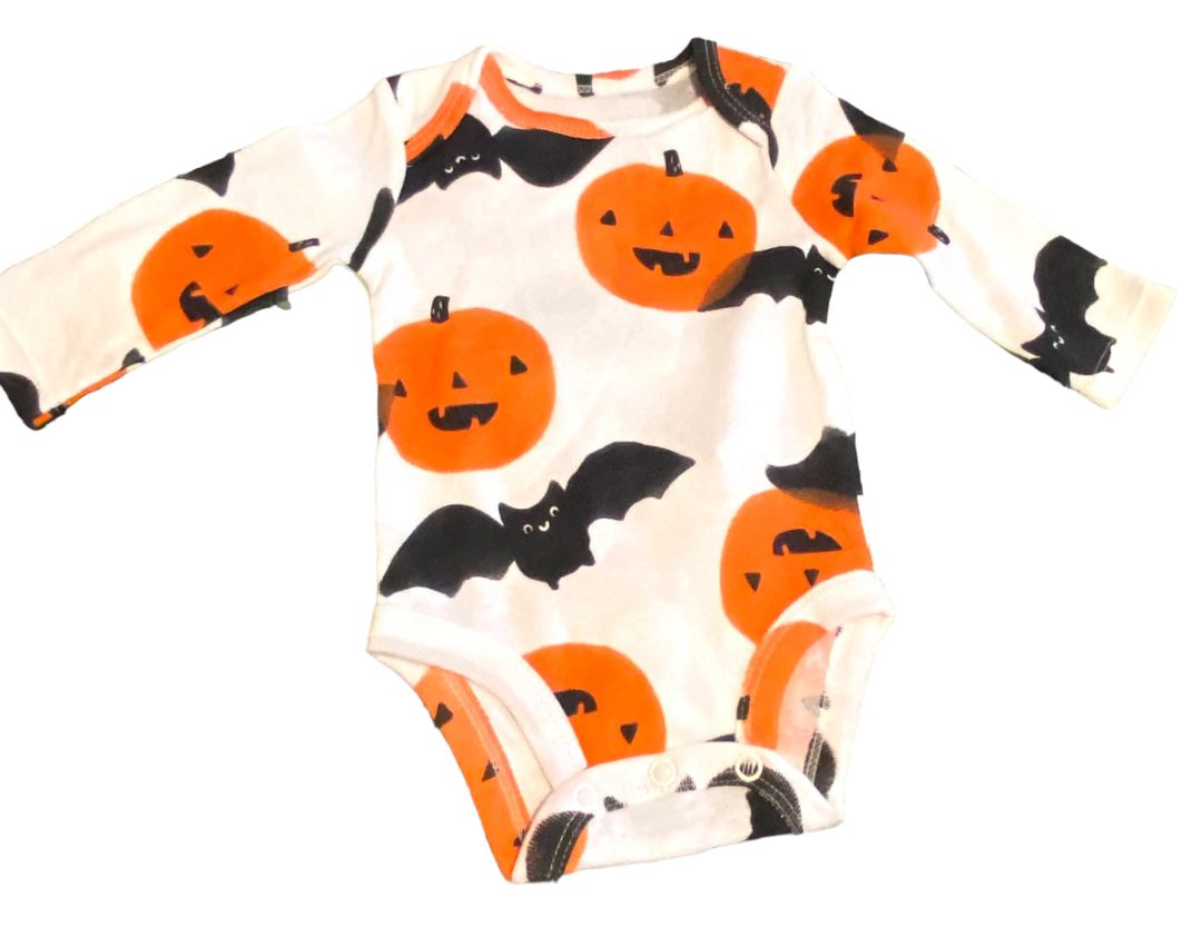 Newborn Halloween Long Sleeve One Piece Pumpkins Bats NWOT