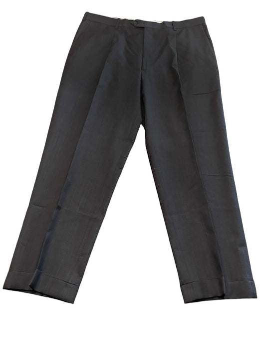 Size 40R JB Britches  Nordsrom Mens Cuffed Pleated Winston Dress Pants Worsted Wool Black Italy