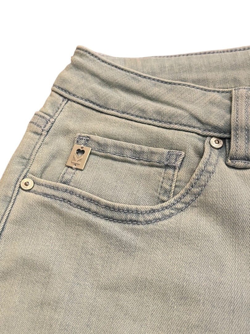 Size 2 Belle Kim Gravel Womens Light Wash Crop Stretch Denim Jeans