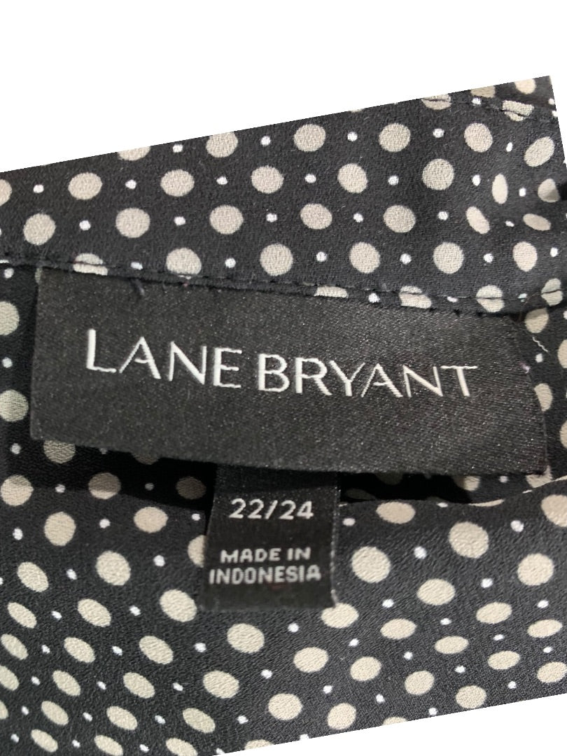 Size 22/24 Lane Bryant Womens Plus Size Popover Dot Print Blouse Shirt