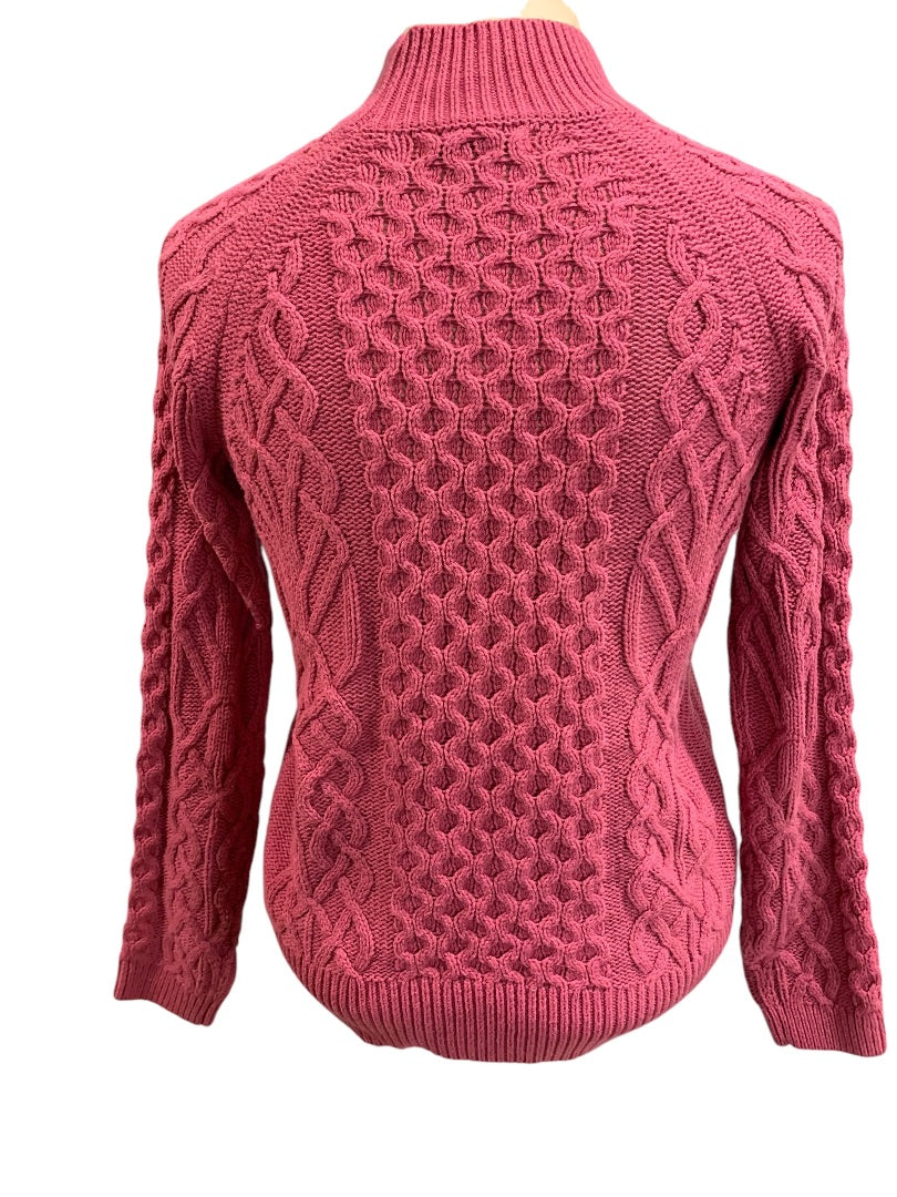 M Petite Preswick & Moore Pink Womens Soft Cable Knit Sweater Mock Neck Pullover