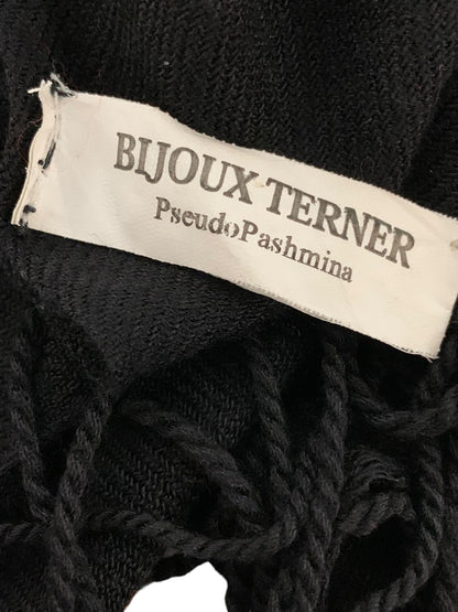 Bijoux Terner Black Faux Pashmina Fringed Wrap Shawl Scarf 90 x 34 Inches