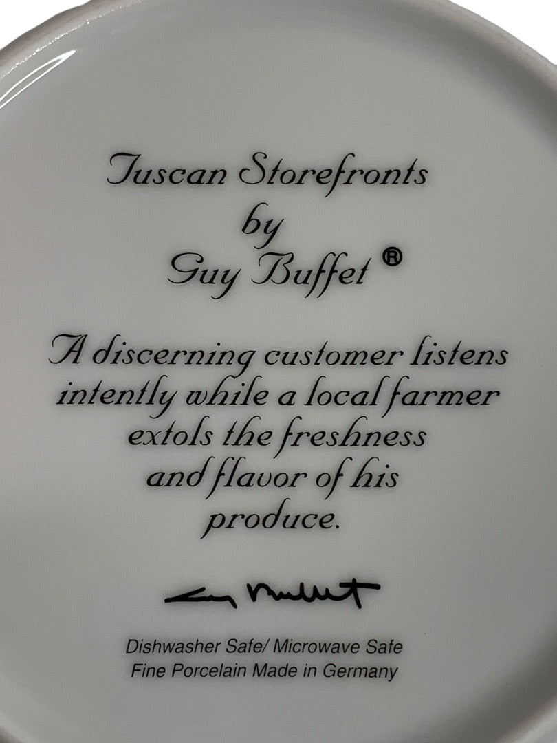 Guy Buffet Tuscan Storefronts Salad Plate Farmer Produce 8 Inch