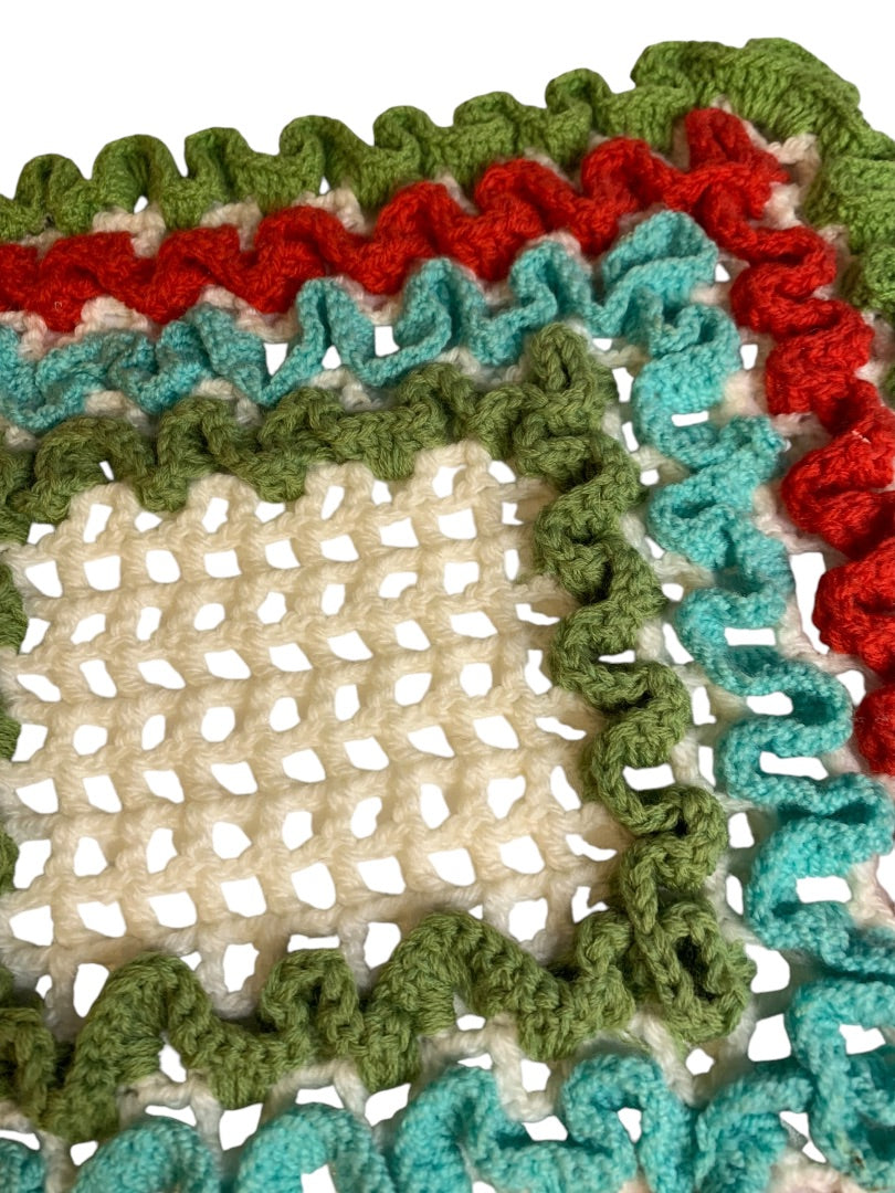 Vintage 1970s Handmade Crocheted Doily 14 Inches Square