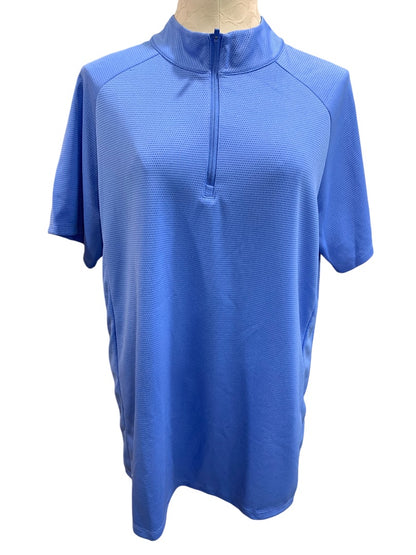 1X Adidas Womens New Short Sleeve Golf Polo 1/4 Zip Blue Fusion HS8954