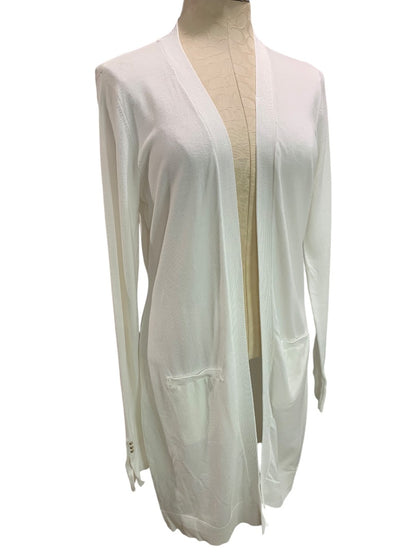 Medium White House Black Market Womens Off White Cardigan Open Sweater Pockets