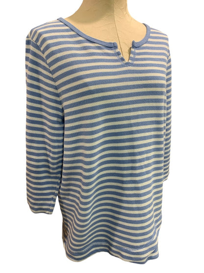 XL T by Talbots Womens Striped Cornflower Blue White Pullover Casual Sweater