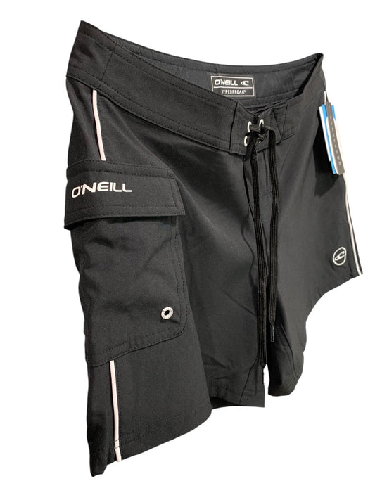 Size 1  O'Neill Saltwater Solids Junior Womens New Black Board Shorts Hyperfreak