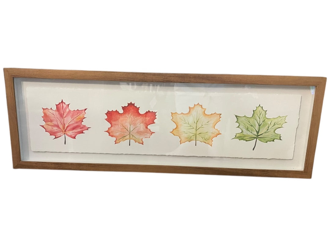 Fall Leaves Green Yellow Red Orange Wall Framed Wall Hanging Art