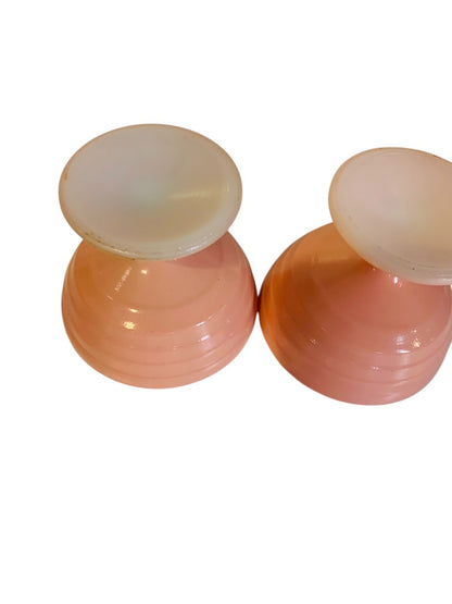Set of 2 Hazel Atlas 1940s Sherbet Dish Moderntone Platonite Pastel Pink
