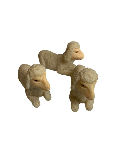 Nativity Resin Figurines Christmas Three Sheep 1.2 x 2 Inches Laying