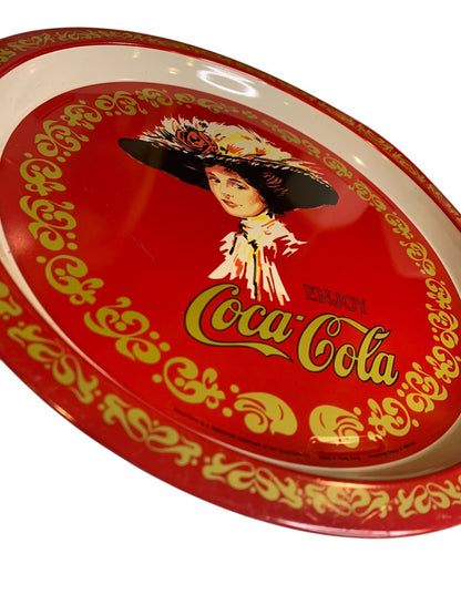 Vintage 1982 Coca-Cola Metal Serving Tray Coke Round 13 Inch