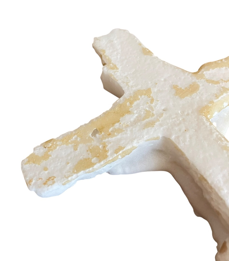 Unique Plaster Mold Crucifix Jesus on the Cross 13.5 x 7.5"