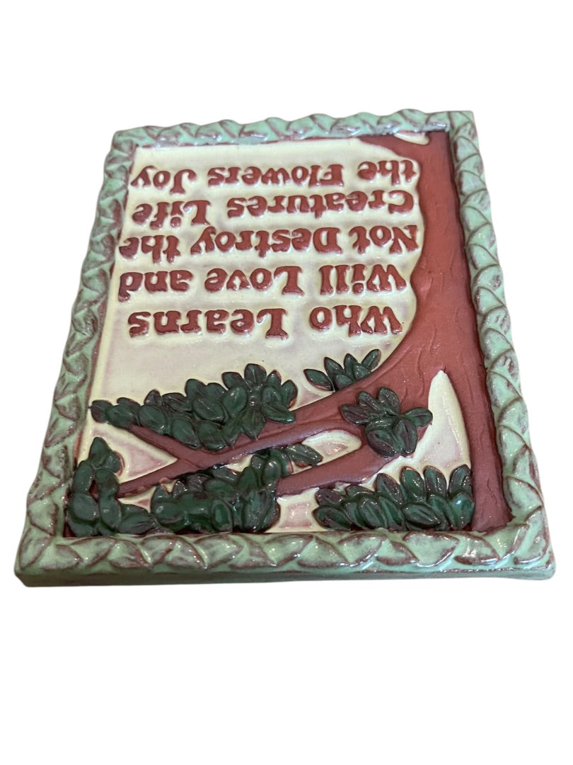 Whispering Hill Studio Henry Mercer Saying Who Learns Will Love Wall Hanging