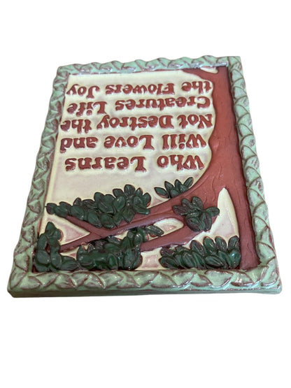 Whispering Hill Studio Henry Mercer Saying Who Learns Will Love Wall Hanging