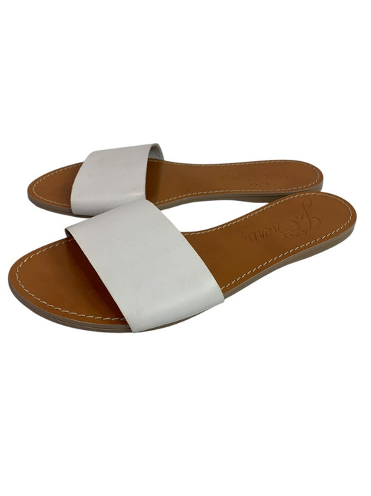 Size 8 J.Crew Womens White Leather Flat Slide Sandals Made in Italy