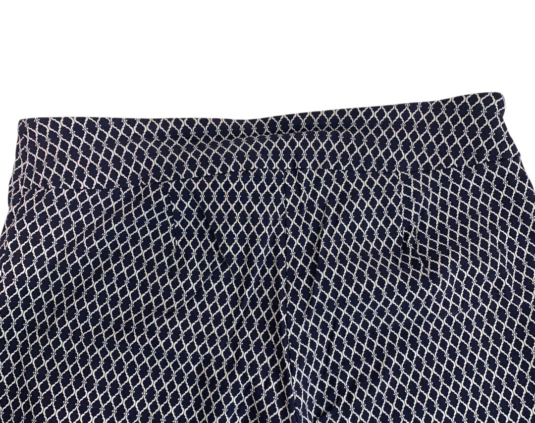 Size 14 Avenue Womens Capri Pull On Pants Stretch Navy White Pattern