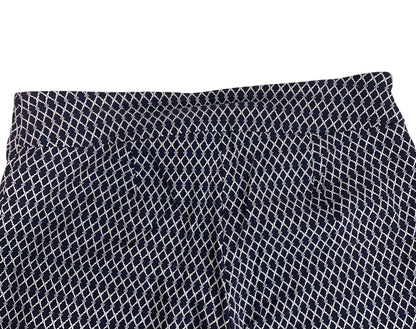Size 14 Avenue Womens Capri Pull On Pants Stretch Navy White Pattern